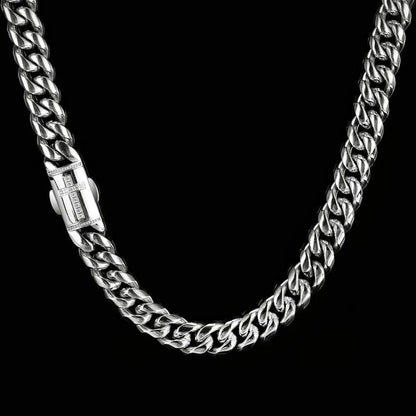 Miami Cuban Link Necklace Stainless Steel Micro-Paved Zircon with Spring Clasp | Caratix Jewelry - CaratixJewelry