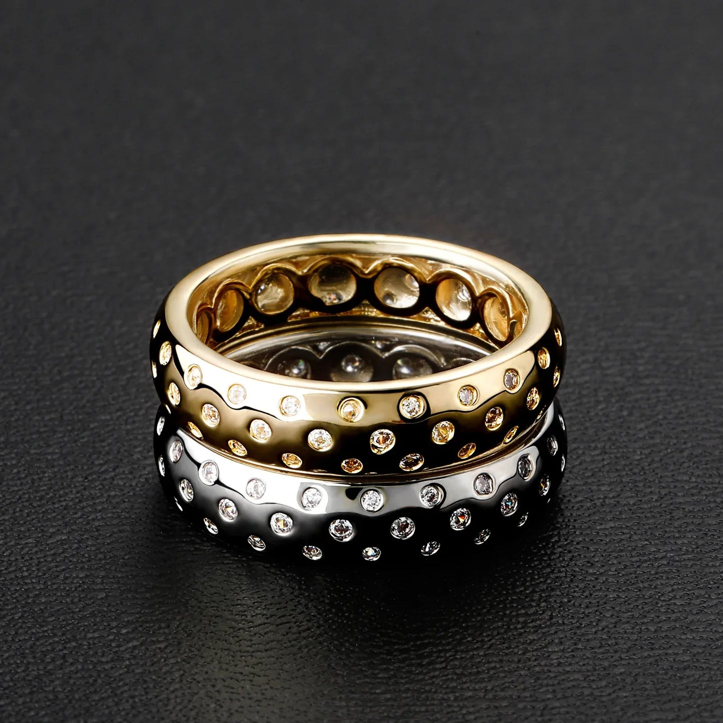 Minimalist Stardust Pave Ring | Elegant Star-Set Zirconia Band | Caratix