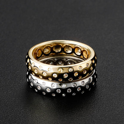 Minimalist Stardust Pave Ring | Elegant Star-Set Zirconia Band | Caratix