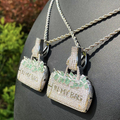 Women's "Secure The Bag" Handbag Necklace | Premium Copper CZ Wealth Jewelry - CaratixJewelry