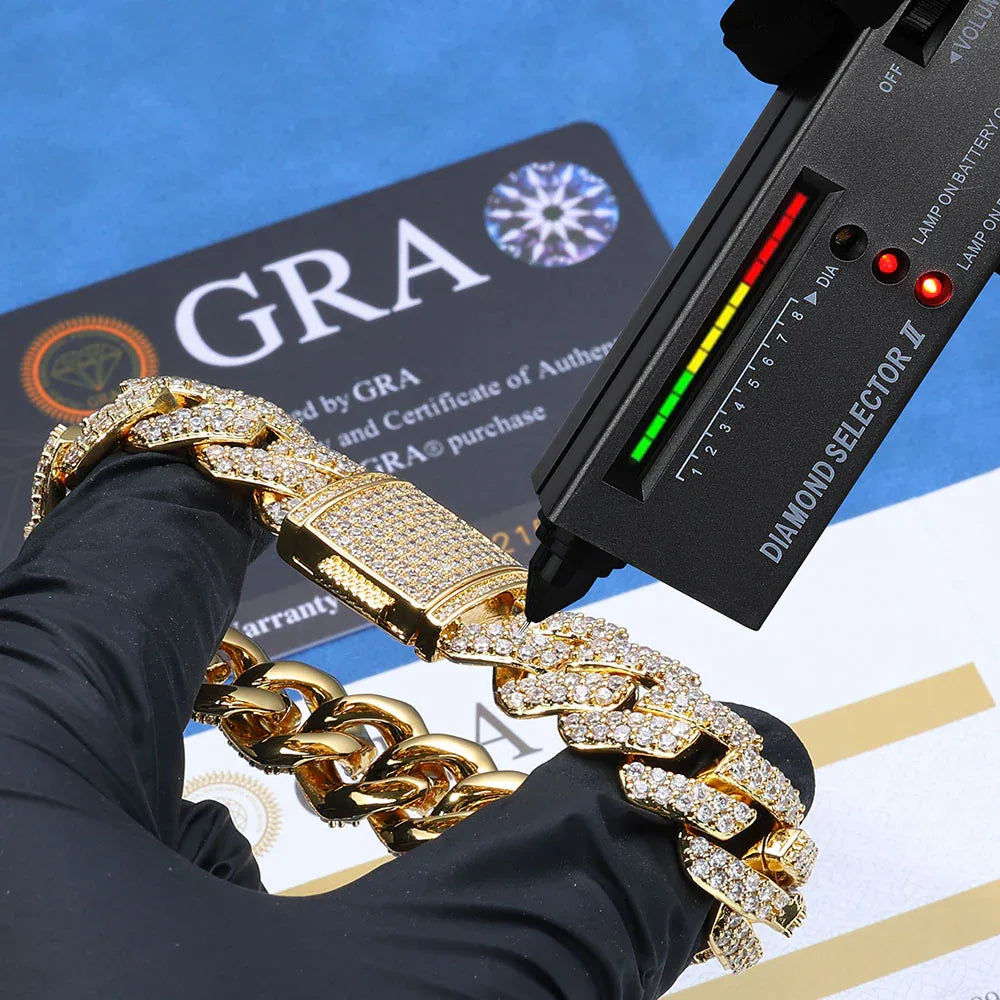 Iced Out Jewelry 15mm S925 Silver CZ Cuban Link Bracelet – Custom Men’s Fashion Accessory | Caratix Jewelry - CaratixJewelry