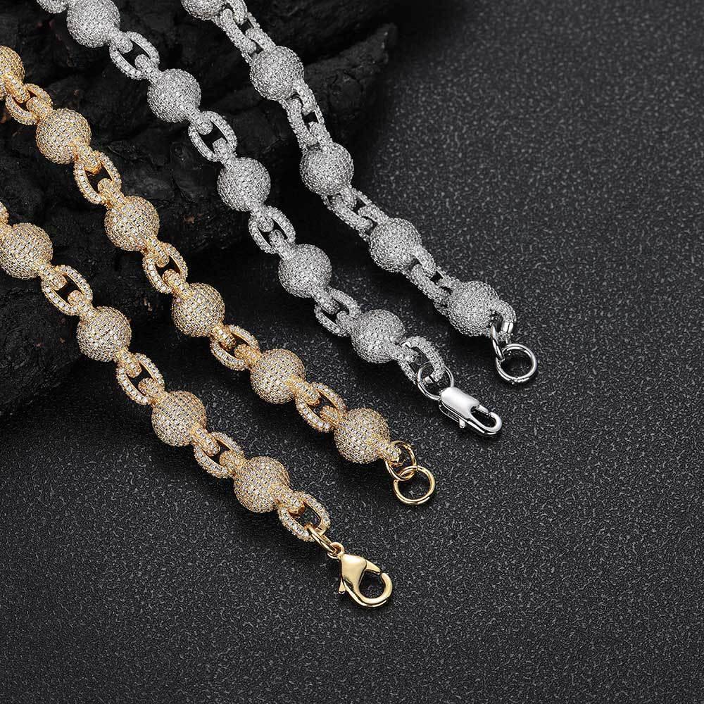 10.5mm Iced Out Zircon Bubble Bead Chain Bracelet for Men | Caratix Jewelry - CaratixJewelry