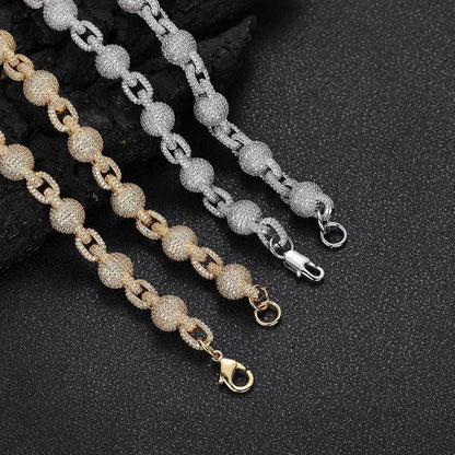 10.5mm Iced Out Zircon Bubble Bead Chain Bracelet for Men | Caratix Jewelry - CaratixJewelry