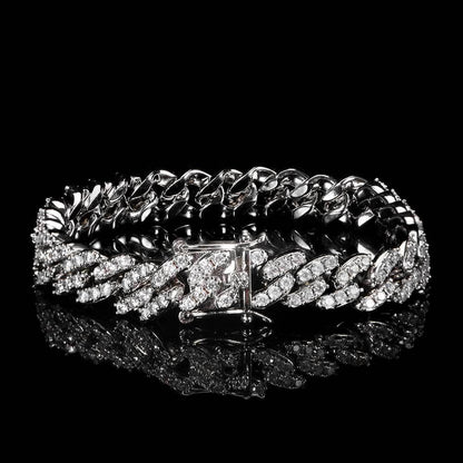 9mm Single Row Zircon Cuban Link Bracelet Hip Hop Jewelry - CaratixJewelry