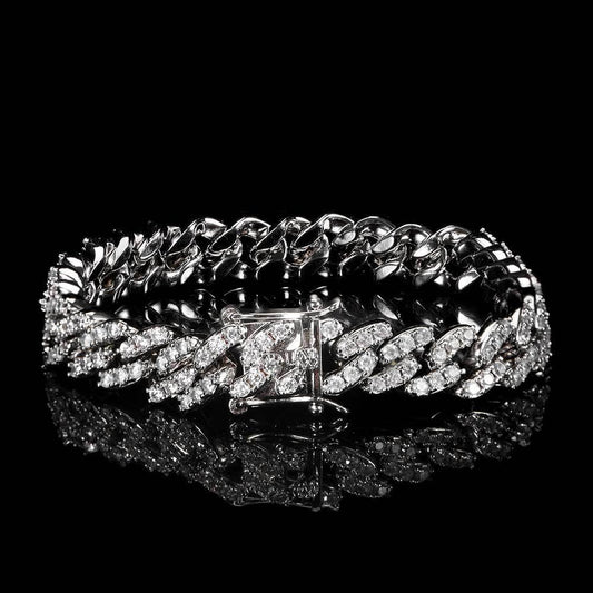 9mm Single Row Cuban Link Zircon Hip Hop Bracelet | Caratix Jewelry - CaratixJewelry