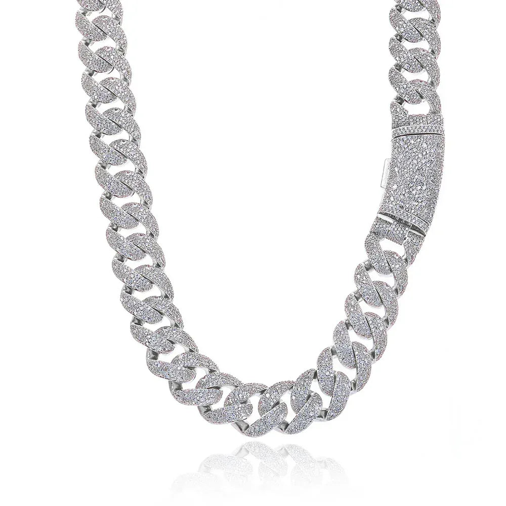 22mm Bubble Moissanite Cuban Link Chain – S925 Sterling Silver Iced-Out Hip Hop Men’s Bold Streetwear Necklace - CaratixJewelry
