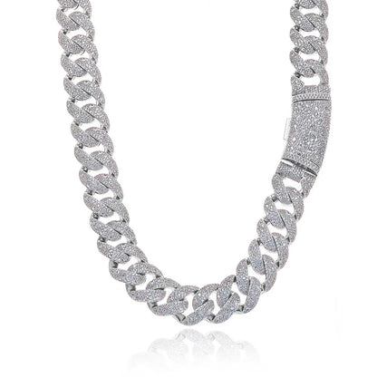 22mm Iced Out Custom Cuban Chain Necklace with Box Clasp - CaratixJewelry