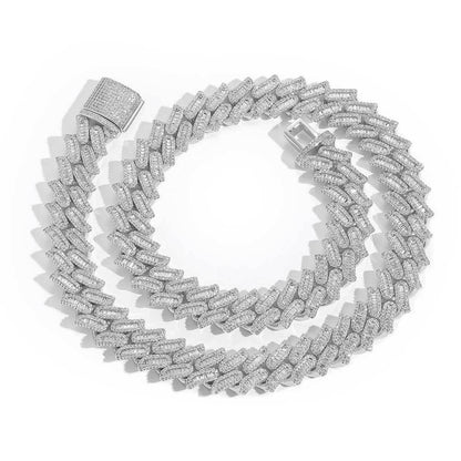 15mm Thorn Cuban Chain Mixed Set T-Cut Zircon Gold Plated - CaratixJewelry