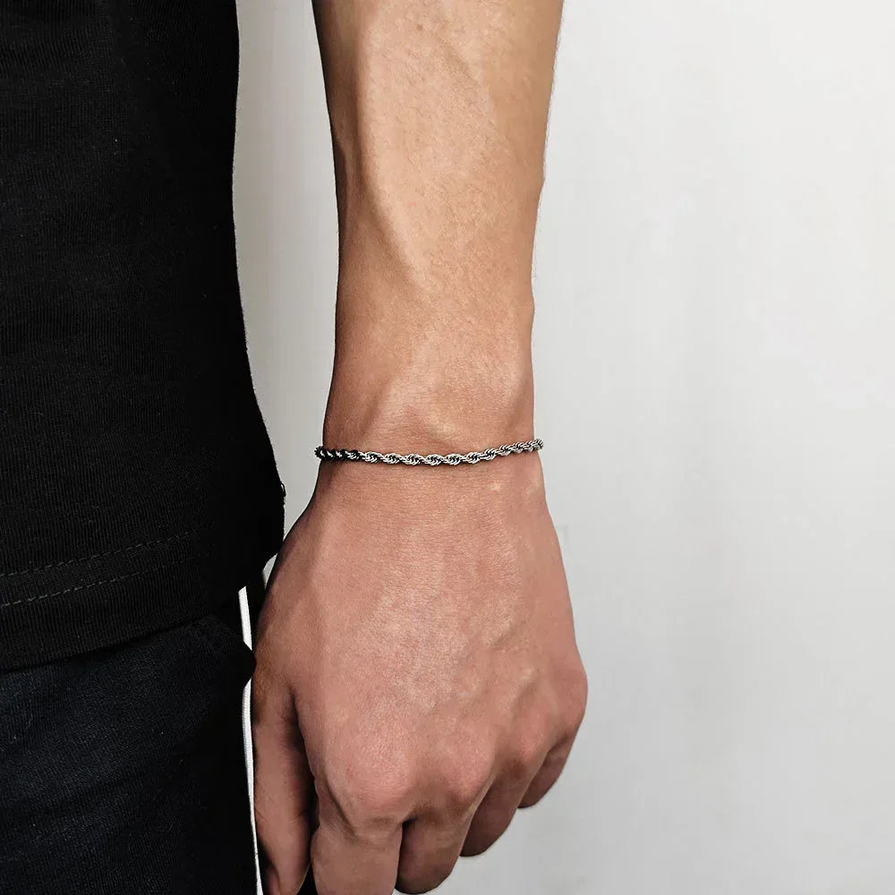 Stainless Steel Rope Chain Bracelet 18K Gold Plated for Men | Caratix Jewelry - CaratixJewelry