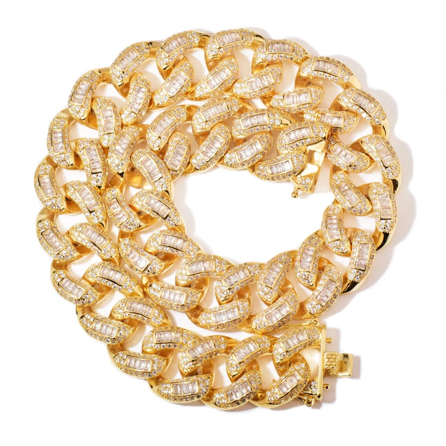 20mm Iced Out Cuban Link Chain with Full s & Gold Plating - CaratixJewelry