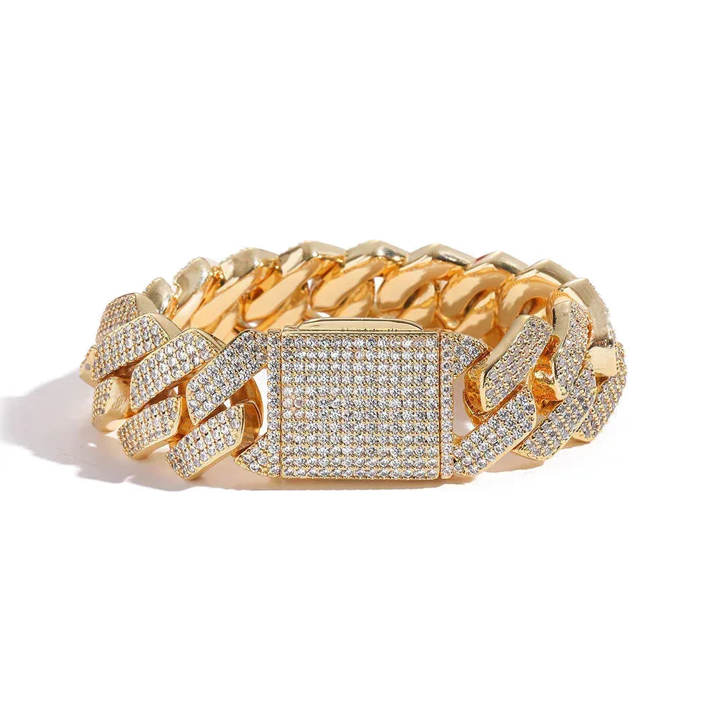 -Pattern Cuban Link Bracelet with Flip Clasp Zircon - CaratixJewelry