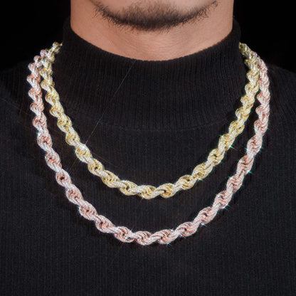 10mm S925 Sterling Silver Moissanite Rope Chain | Iced Out Twisted Link | Caratix