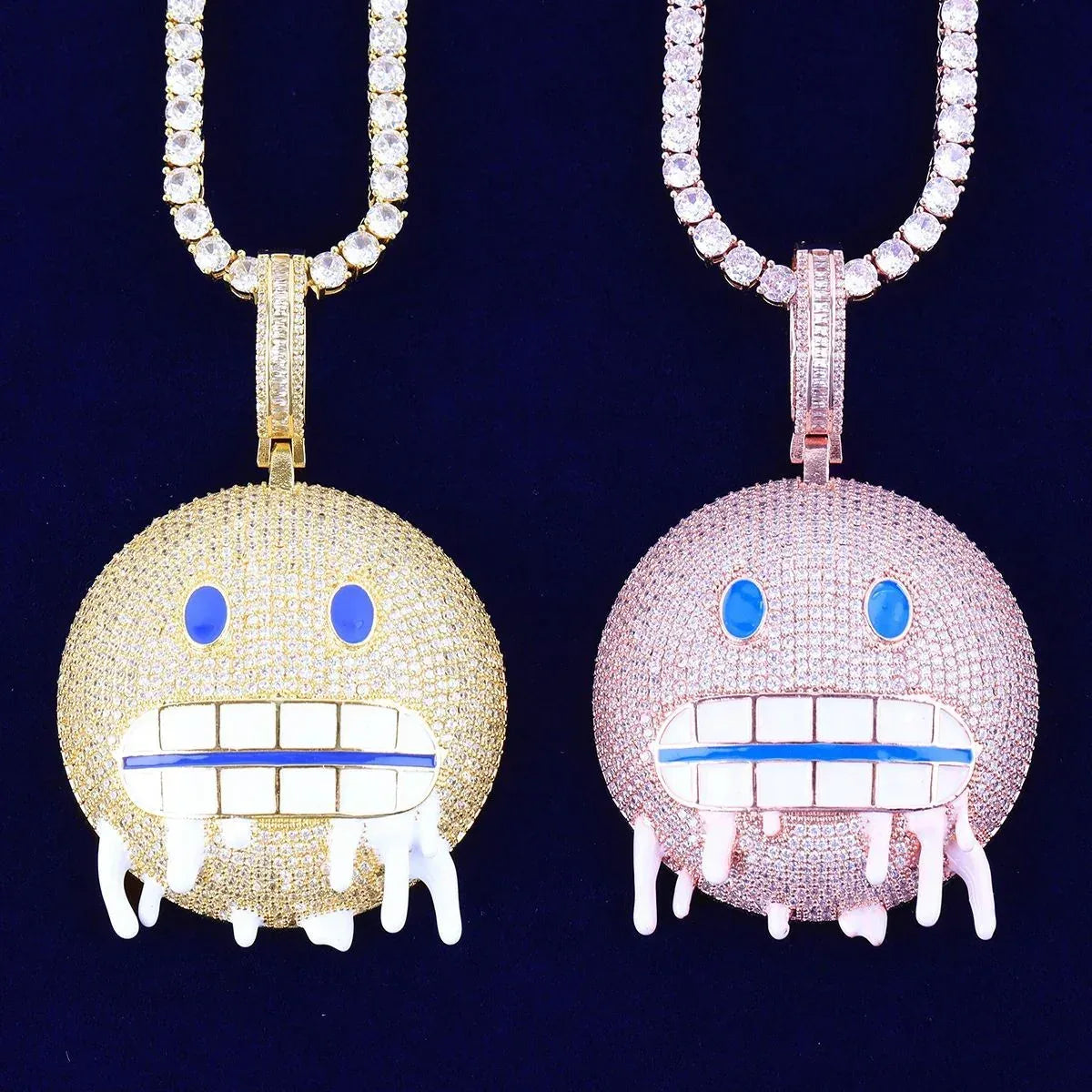 Men's "Mean Mug" Emoji Necklace | Funny & Aggressive Hip Hop Jewelry - CaratixJewelry