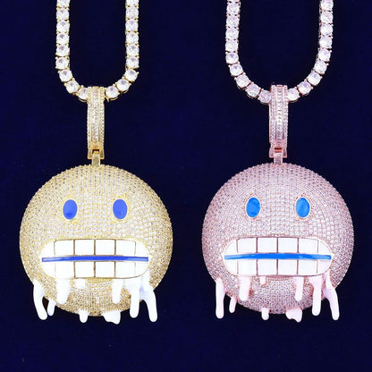 Men's "Mean Mug" Emoji Necklace | Funny & Aggressive Hip Hop Jewelry - CaratixJewelry