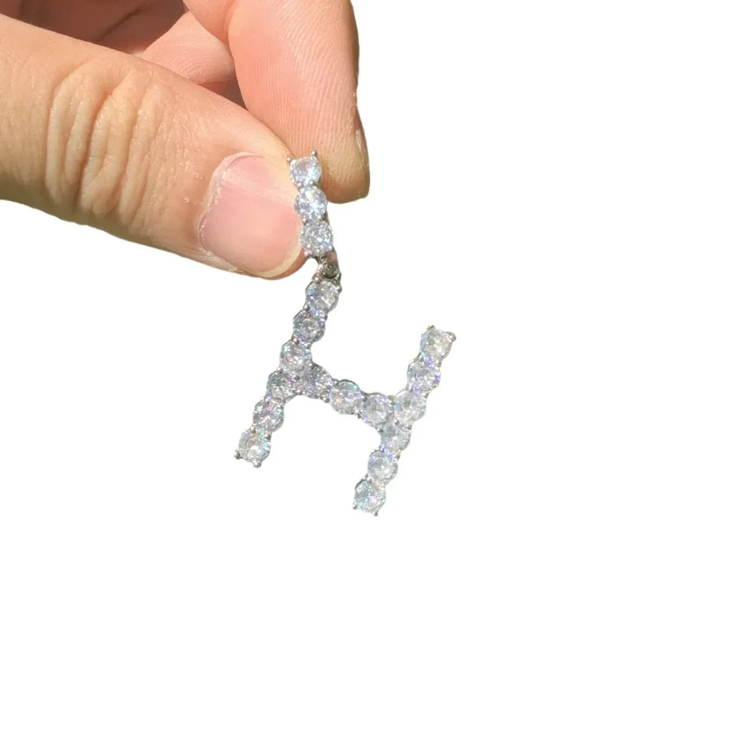 Single Row Letter Pendant | CZ Iced Out Hip Hop DIY Initial Streetwear Necklace - CaratixJewelry