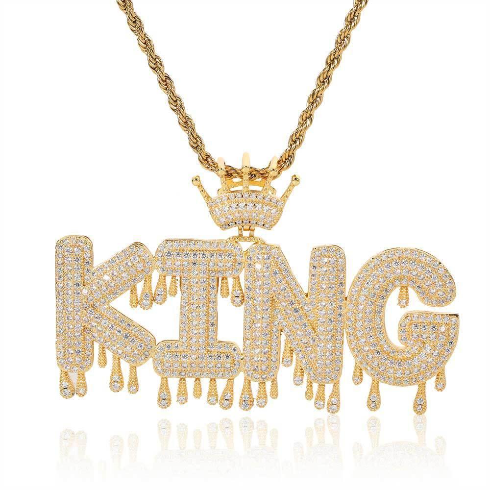 ATM Dollar Letter Pendant Necklace with T-Shaped Zircon Stones for Men | Caratix Jewelry - CaratixJewelry