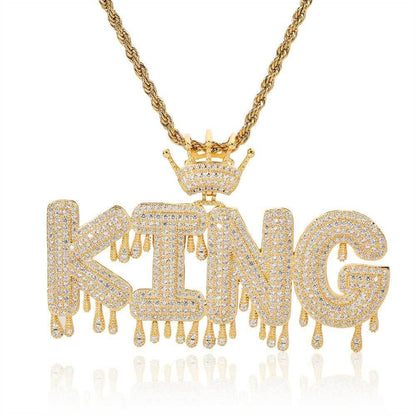 ATM Dollar Letter Pendant Necklace with T-Shaped Zircon Stones for Men | Caratix Jewelry - CaratixJewelry