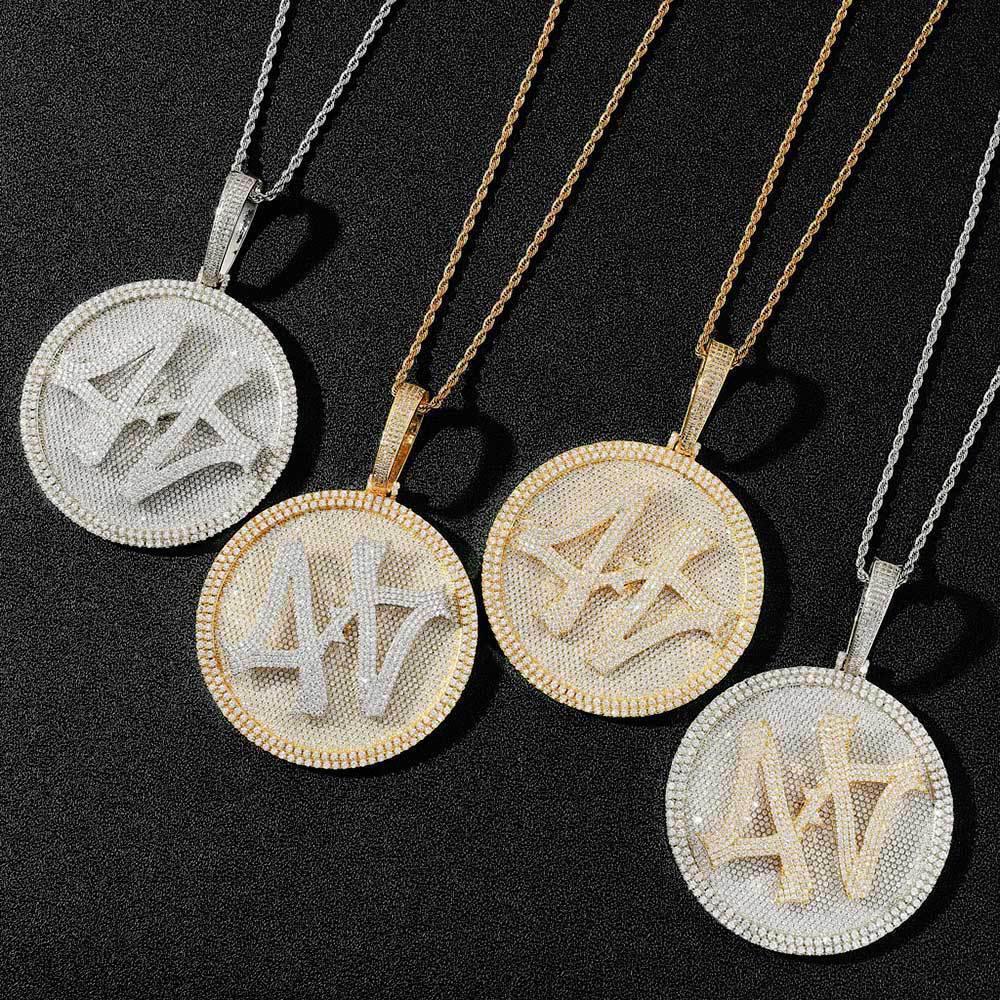 Custom Rotating Letter Pendant Necklace with Micro-Pave Zircon Stones for Men | Caratix Jewelry - CaratixJewelry