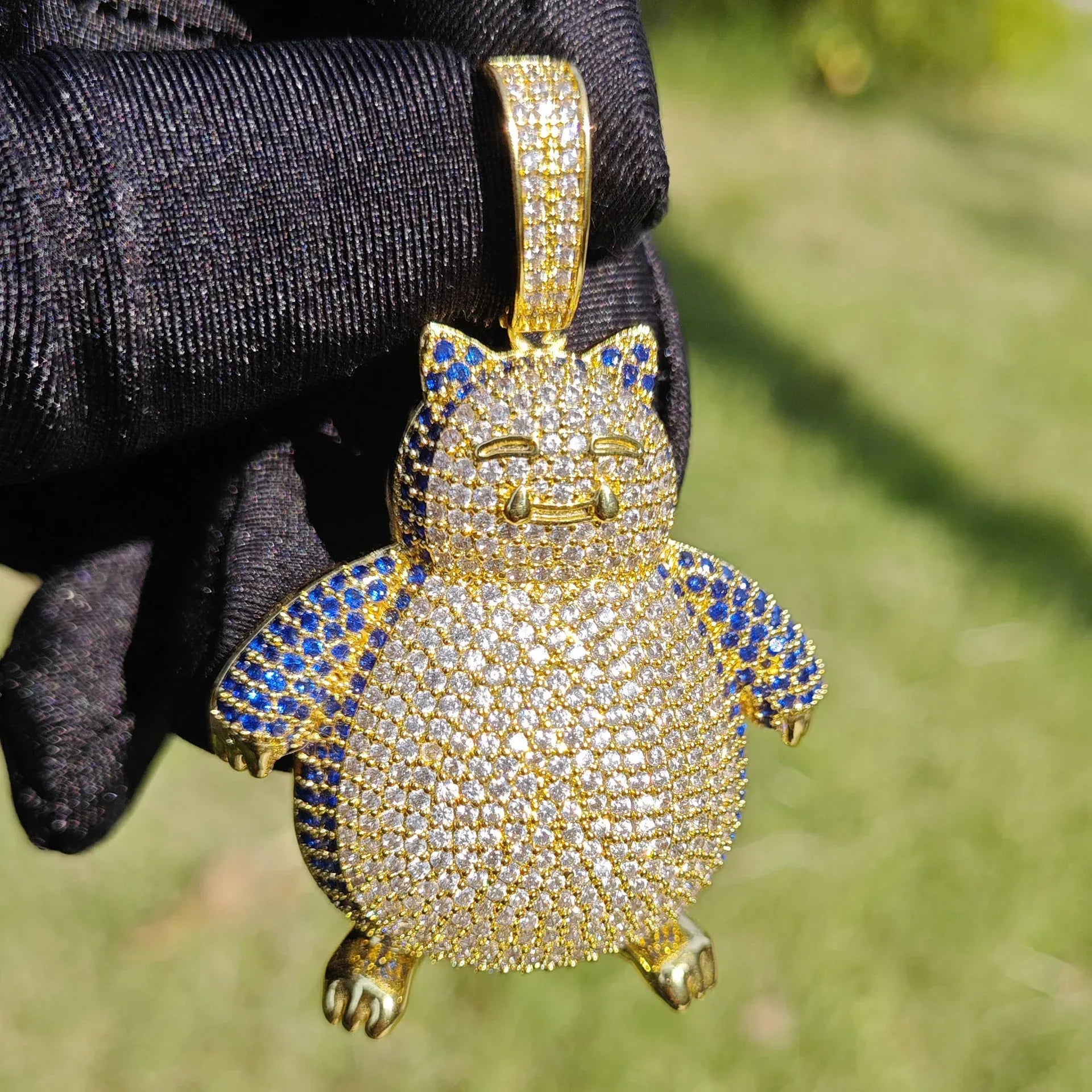 Iced Out Cute Monster Pendant Necklace – Hip Hop Cartoon CZ Jewelry for Men & Women - CaratixJewelry