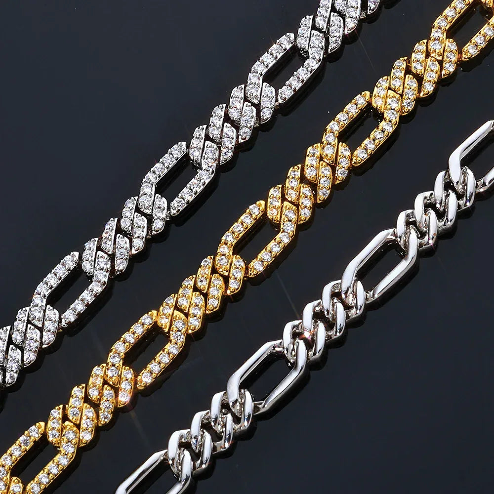 Custom 7mm 3-to-1 Iced Cuban Chain | Figaro Style - CaratixJewelry