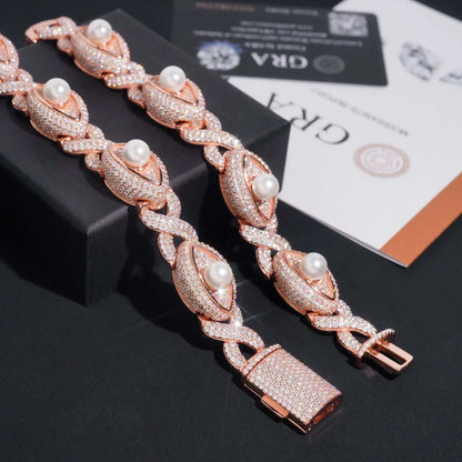 15mm Moissanite Cuban Link Bracelet with Figure-8 Clasp – S925 Sterling Silver Iced-Out Hip Hop Streetwear Jewelry - CaratixJewelry