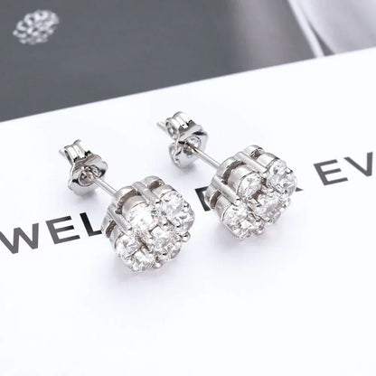 Moissanite Flower Stud Earrings for Men Iced Out Jewelry | Caratix Jewelry - CaratixJewelry