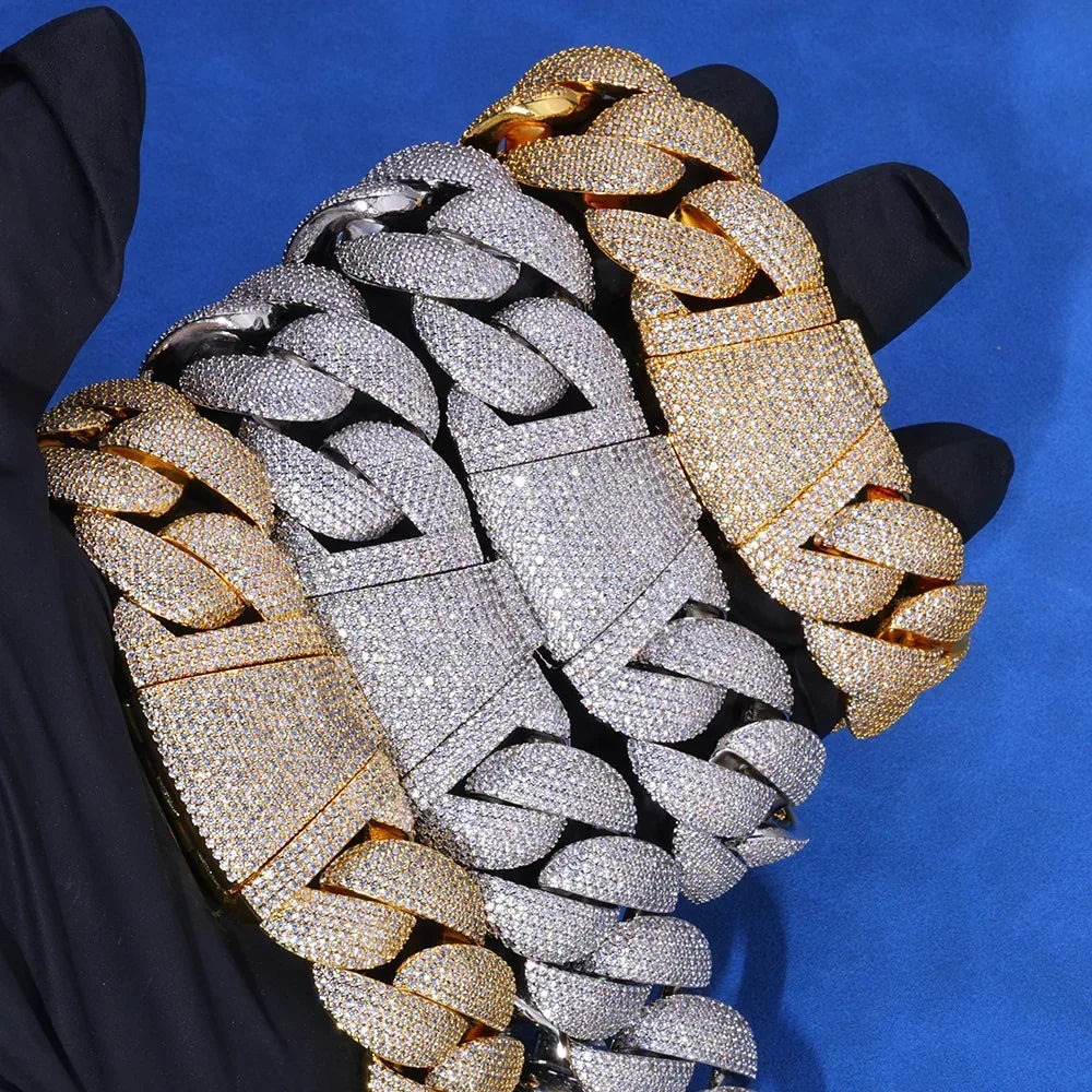 24mm Bubble Cuban Link Moissanite Chain for Men – S925 Sterling Silver Luxury Hip Hop Necklace - CaratixJewelry