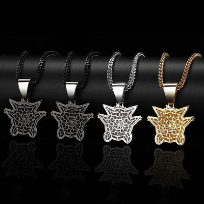 Petite Ghost Pendant Necklace with Micro-Pave Zircon and Gold Plating for Men | Caratix Jewelry - CaratixJewelry