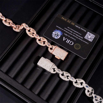 15mm Moissanite Eye Cuban Link Bracelet | S925 Silver Hip Hop Jewelry - CaratixJewelry