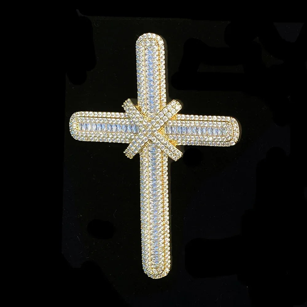 Iced Out Oversized "Grand Cross" Pendant | Men's Real Copper Big Cross Necklace - CaratixJewelry