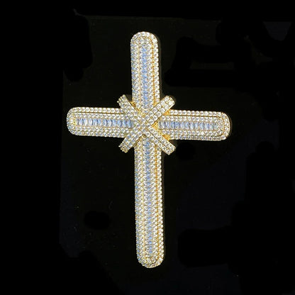 Iced Out Oversized "Grand Cross" Pendant | Men's Real Copper Big Cross Necklace - CaratixJewelry