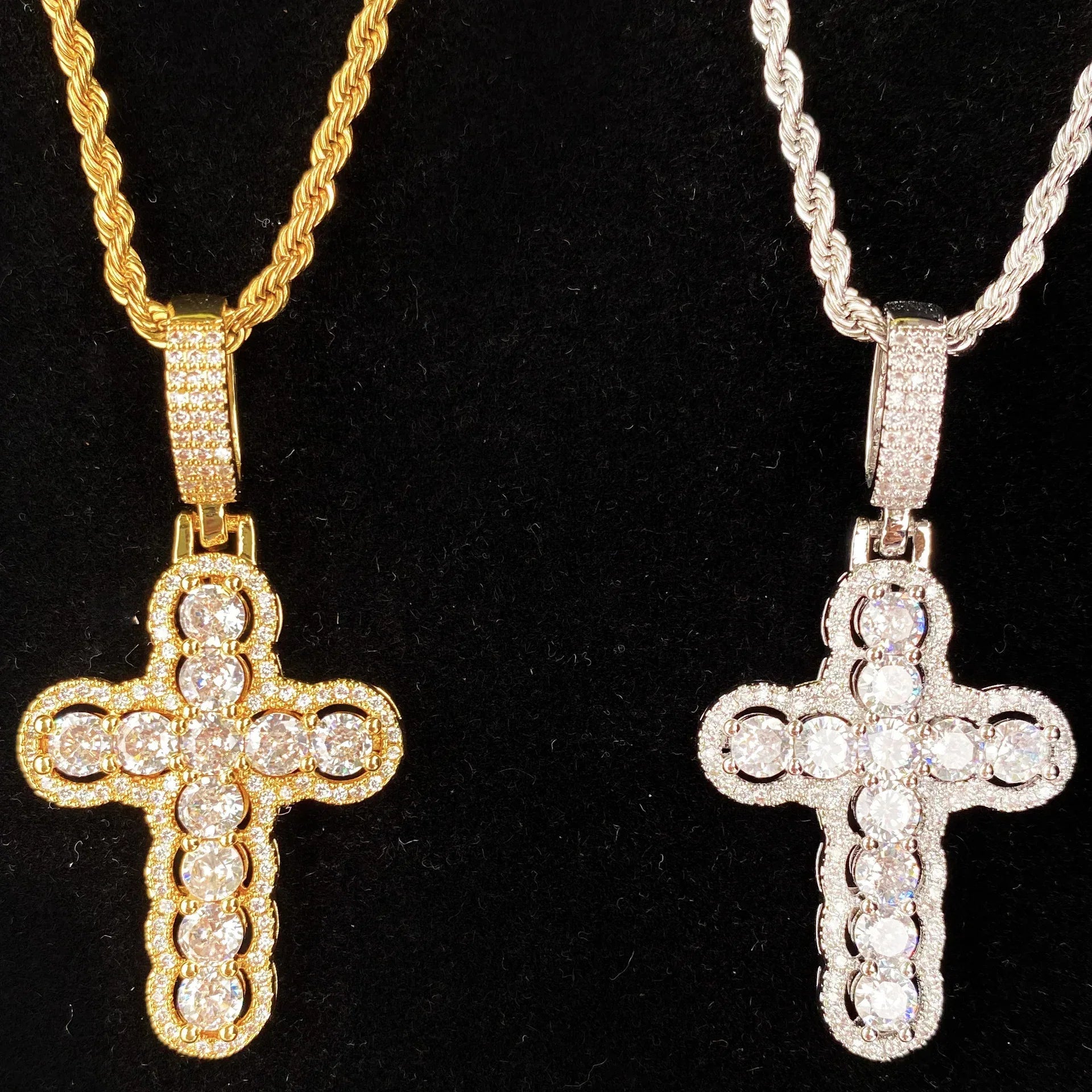 Iced Out Hollow Sphere Cross Pendant | Women's 3D Bubble Bead Necklace - CaratixJewelry