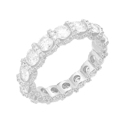 4mm Moissanite Iced Out Ring | S925 Silver Unisex Hip Hop Fashion Jewelry - CaratixJewelry