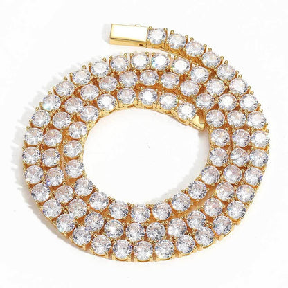 Moissanite Tennis Chain with Spring Clasp for Men – S925 Sterling Silver Luxury Hip Hop Necklace - CaratixJewelry