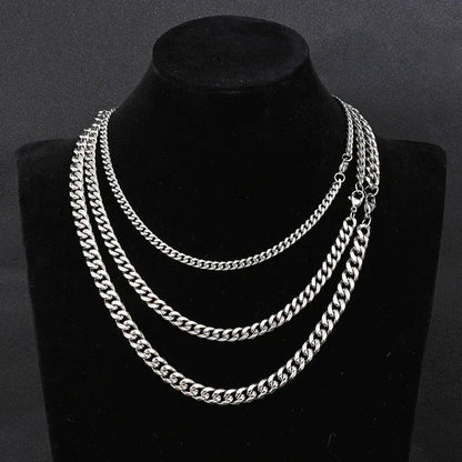 Lobster Clasp Stainless Steel Cuban Link Necklace Hip Hop Bling for Men & Women | Caratix Jewelry - CaratixJewelry