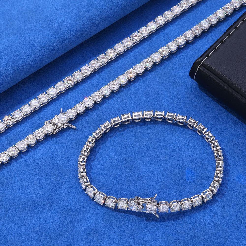 3mm Moissanite Tennis Chain for Men – S925 Sterling Silver Minimalist Luxury Hip Hop Necklace - CaratixJewelry