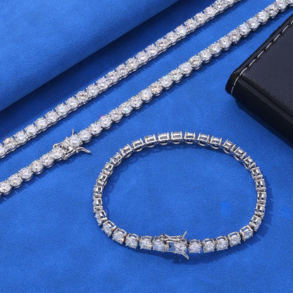 3mm Moissanite Tennis Chain for Men – S925 Sterling Silver Minimalist Luxury Hip Hop Necklace - CaratixJewelry