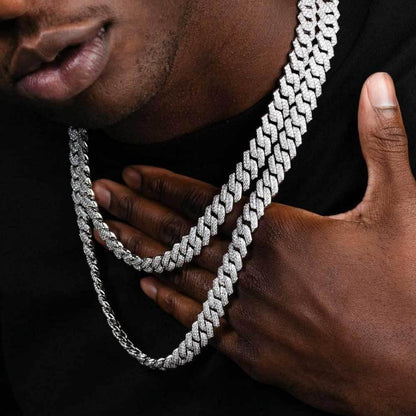 14mm Cut Cuban Chain Double Row Iced Out Rapper Necklace | Caratix Jewelry - CaratixJewelry