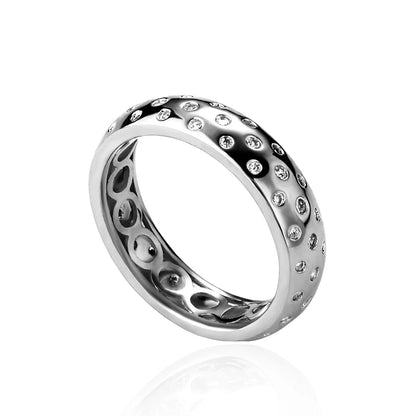 Minimalist Stardust Pave Ring | Elegant Star-Set Zirconia Band | Caratix