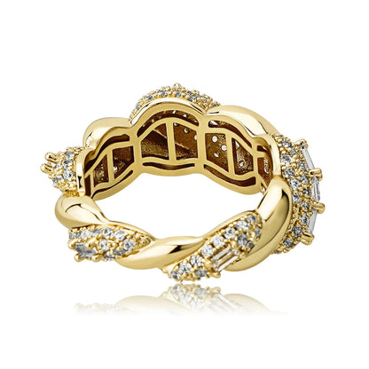 Twisted Rope Thorn Ring | Iced Out Micro-Pave Band | Caratix