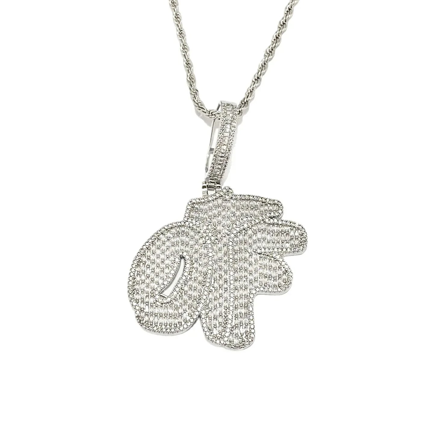 Iced Out "OTF" Letter Pendant for Women | Ladies Real Copper CZ Necklace - CaratixJewelry