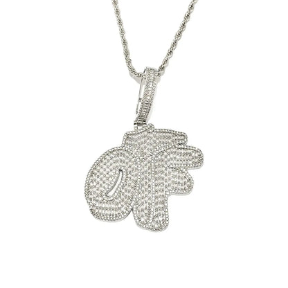 Iced Out "OTF" Letter Pendant for Women | Ladies Real Copper CZ Necklace - CaratixJewelry