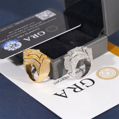 D-Color VVS Moissanite Star Ring | S925 Silver Unisex Iced Out Hip Hop Jewelry - CaratixJewelry
