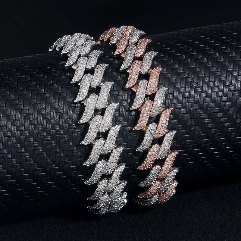 15mm Iced Out Cuban Link Bracelet with Moissanite | 3-Row Hip Hop Jewelry - CaratixJewelry
