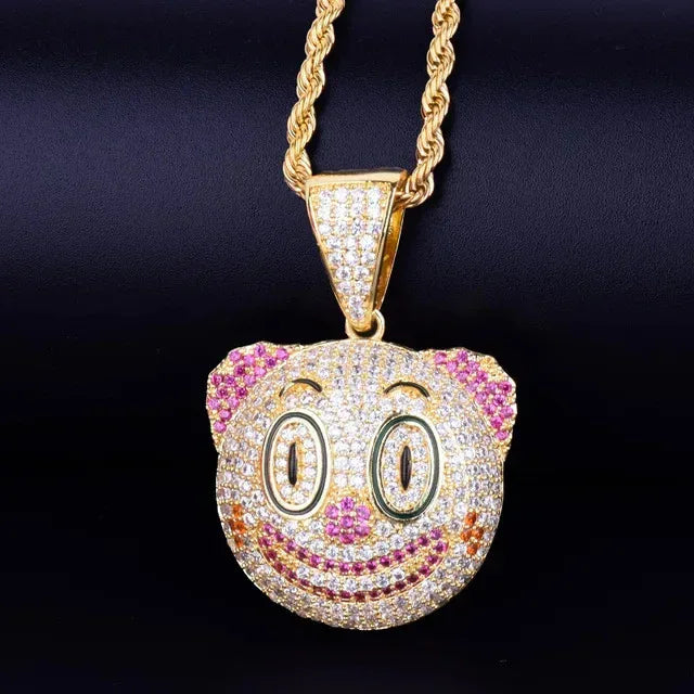 Men's Evil Clown Necklace | Premium Copper CZ "Laugh Now Cry Later" Jewelry Caratix - CaratixJewelry