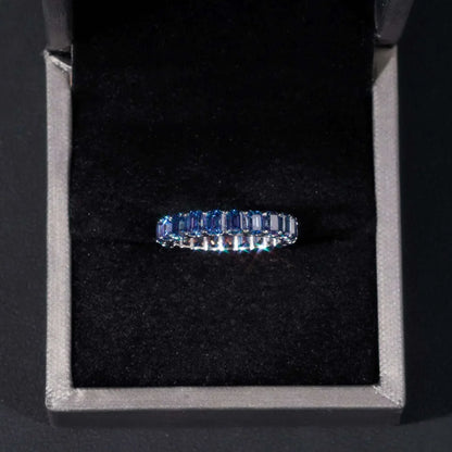 0.3ct Emerald-Cut Moissanite Ring | S925 Silver Unisex Colored Fashion Band - CaratixJewelry