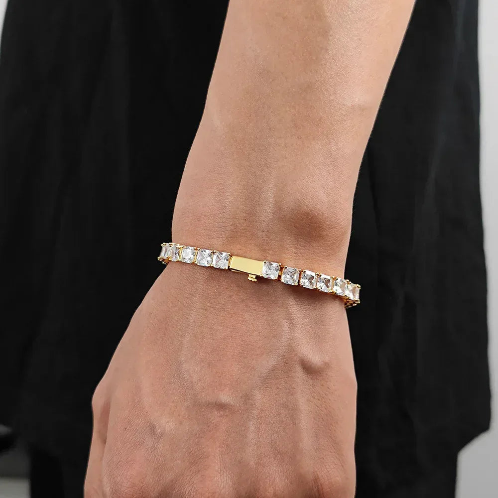 Custom 5.5mm Square Tennis Chain | High-End Hip Hop Bling Bracelet | Caratix - CaratixJewelry