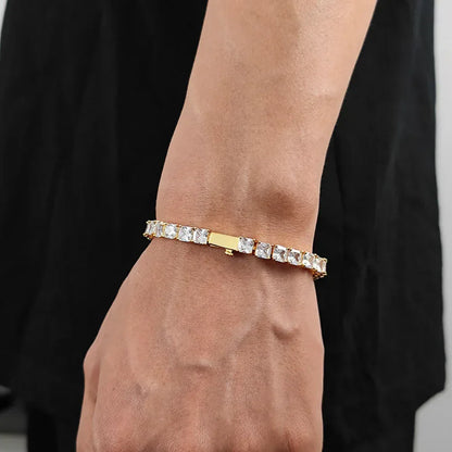 Custom 5.5mm Square Tennis Chain | High-End Hip Hop Bling Bracelet | Caratix - CaratixJewelry