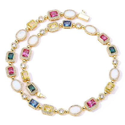 Custom Colorful Gemstone Iced Out Chain for Women Rapper | Caratix - CaratixJewelry