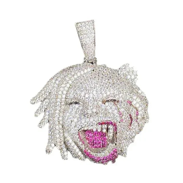 Iced Out Harley Quinn Pendant | Men's Real Copper CZ Necklace - CaratixJewelry
